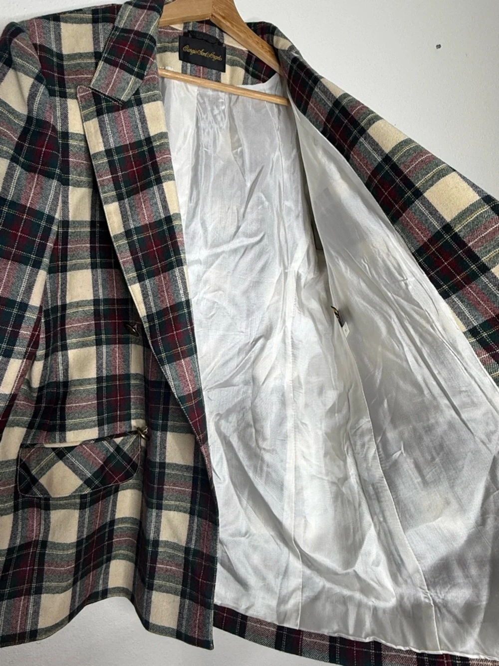 Vintage Giorgio Sant'Angelo Tartan Plaid 12 Linen Blend Blazer 100% pure wool